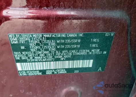 2018 Toyota Rav4 Limited from USA, damaged, VIN 2T3YFREV9JW448972